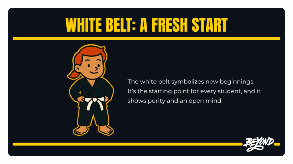 White Belt: A Fresh Start – "White belt symbolizes new beginnings, purity, and an open mind."
